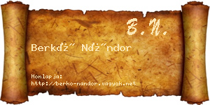 Berkó Nándor névjegykártya